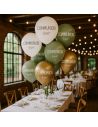 Sachets de 8 Ballons "Communion" Blancs, Verts & Dorés - Dimensions : 30 x 30 cm
