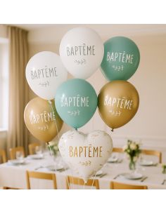 Pack de 9 Ballons Baptême dont 1 Ballon Métallique 2
