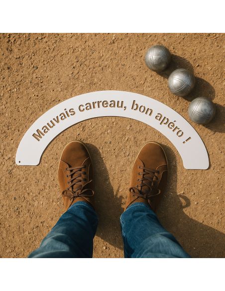 Demi-cercle de Pétanque - Plaque de lancer en bois humoristique