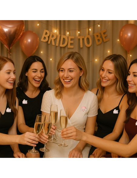 Pack de 7 Broches EVJF "1 Future Mariée et 6 Equipes de la Mariée "