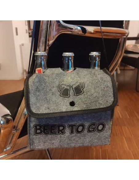 Sac à Bandoulière pour 3 bouteilles de bières / Dimensions : 20 x 21 cm