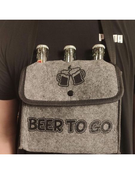 Sac à Bandoulière pour 3 bouteilles de bières / Dimensions : 20 x 21 cm