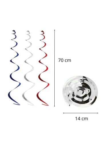 Spirale mŽtallisŽe ˆ suspendre - bleu, blanc, rouge - lot de 6