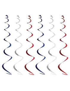 Spirale mŽtallisŽe ˆ suspendre - bleu, blanc, rouge - lot de 6