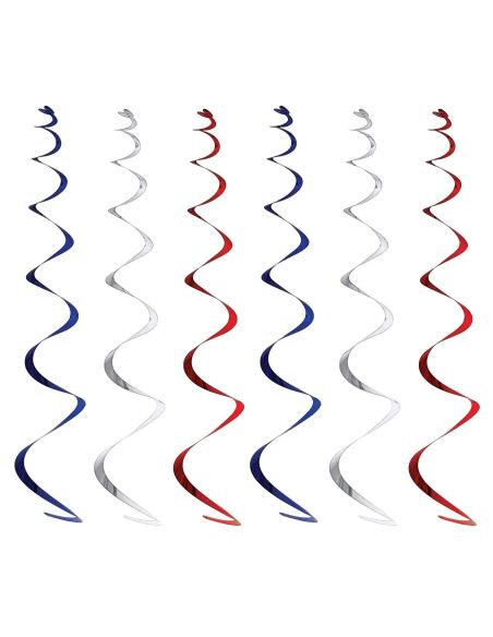 Spirale mŽtallisŽe ˆ suspendre - bleu, blanc, rouge - lot de 6