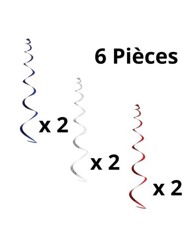 Spirale mŽtallisŽe ˆ suspendre - bleu, blanc, rouge - lot de 6