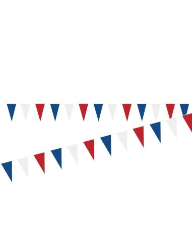Guirlande 10 Fanions Tricolore France  - Longueur : 3,6 mètres