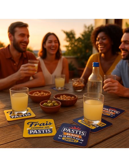 Lot de 4 Dessous de Verre Pastis