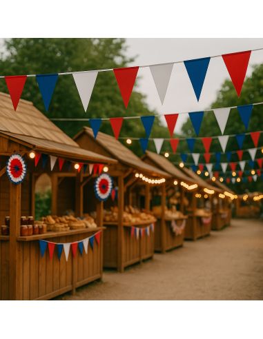 Guirlande 10 Fanions Tricolore France- Longueur : 3,6 mètres