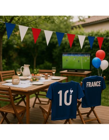Guirlande 10 Fanions Tricolore France- Longueur : 3,6 mètres