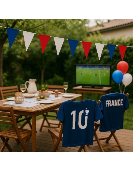 Guirlande 10 Fanions Tricolore France- Longueur : 3,6 mètres