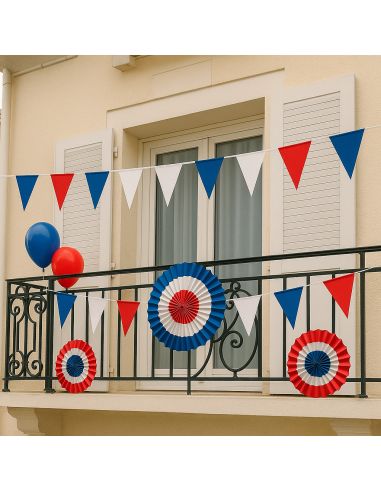 Guirlande 10 Fanions Tricolore France- Longueur : 3,6 mètres