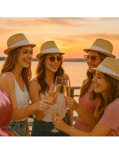 Chapeaux de Paille Panama avec Message Spécial EVJF - Dimensions : 29 x 25 x 12 cm