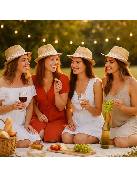 Chapeaux de Paille Panama avec Message Spécial EVJF - Dimensions : 29 x 25 x 12 cm