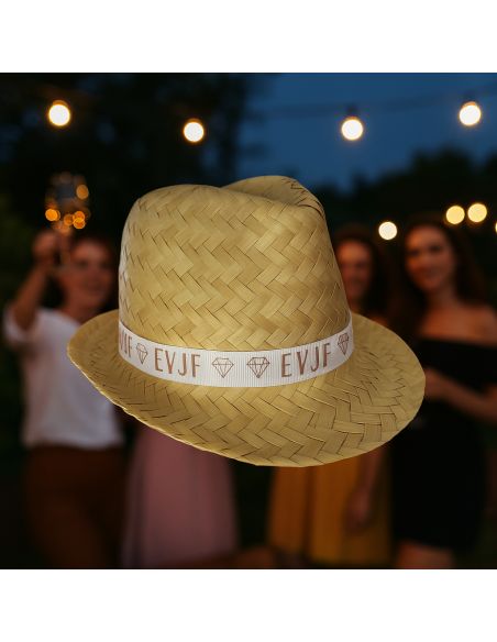 Chapeaux de Paille Panama avec Message Spécial EVJF - Dimensions : 29 x 25 x 12 cm