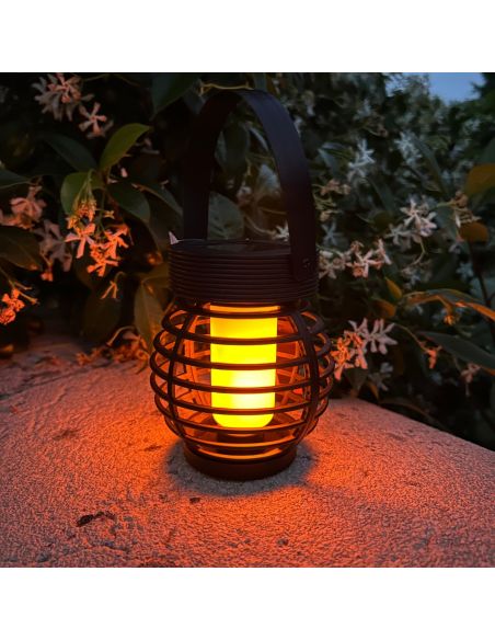 Lampe Solaire Suspendue ou à Poser à Effet Flamme LED - Dimension : 17 x 8,5 cm