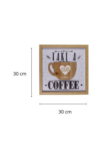 Décoration Murale / Tableau en Bois avec Motif Mug en Relief / Dimensions: 30 x 30 cm