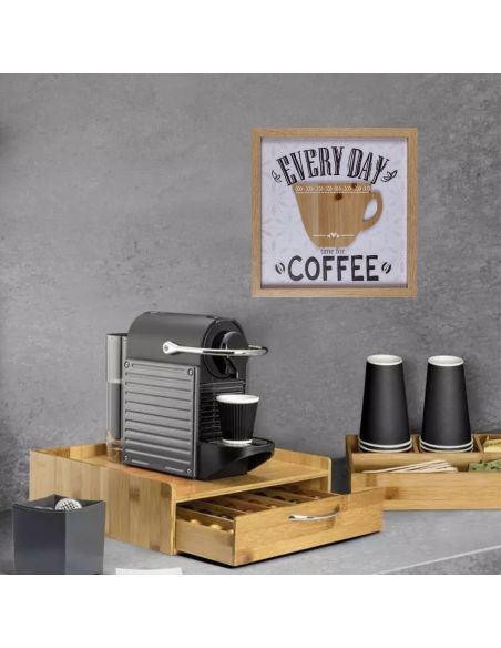 Décoration Murale / Tableau en Bois avec Motif Mug en Relief / Dimensions: 30 x 30 cm