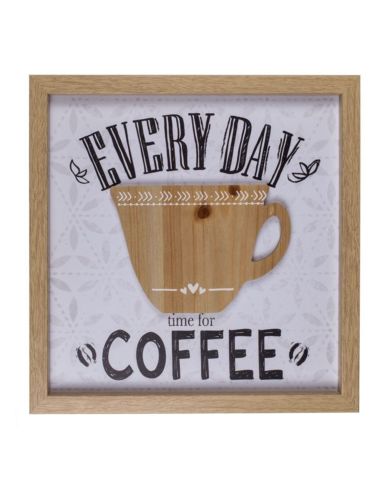 Décoration Murale / Tableau en Bois avec Motif Mug en Relief / Dimensions: 30 x 30 cm