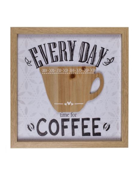 Décoration Murale / Tableau en Bois avec Motif Mug en Relief / Dimensions: 30 x 30 cm