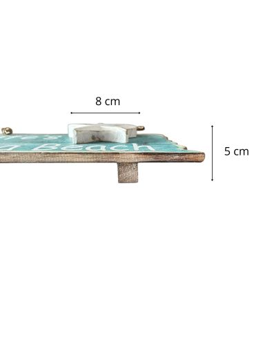 Panneau en Bois à Pendre en Relief " Life's a Beach " - 2 Finitions Disponibles - Dimension : 24x12CM