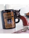 Tasse (Mug) Noire Poignée Révolver Billy The Kid / Dimension : 18,5 x 9 x 11,5 cm
