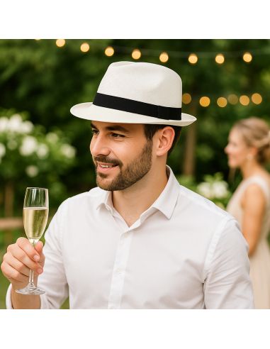 Chapeau Cubana en Paille Taille Unique- Couleurs : Blanc ou Beige