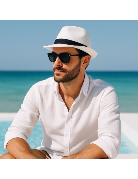 Chapeau Cubana en Paille Taille Unique- Couleurs : Blanc ou Beige