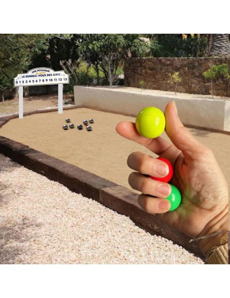 Lot de 3 Cochonnets Fluo Pétanque - Couleurs : Rouge, Jaune, Vert