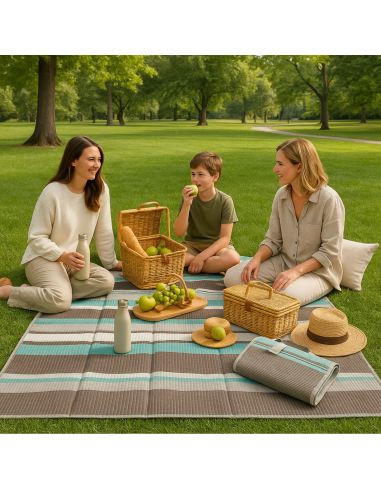 Natte de Plage Pliante 2 Places - 2 Modèles Disponibles - Dimension : 198 x 153 cm