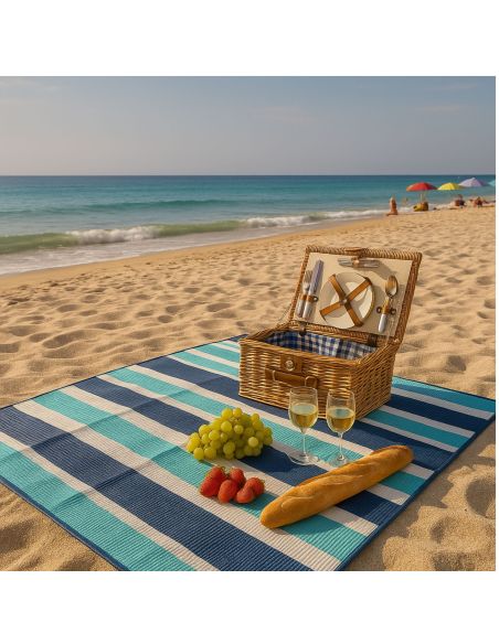 Natte de Plage Pliante 2 Places - 2 Modèles Disponibles - Dimension : 198 x 153 cm