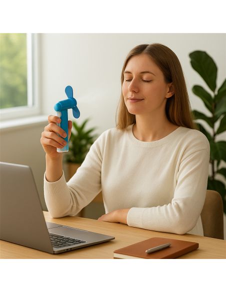 Ventilateur Portable à Piles avec Brumisateur Intégré -4 Couleurs Disponibles