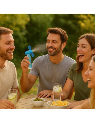 Ventilateur Portable à Piles avec Brumisateur Intégré -4 Couleurs Disponibles