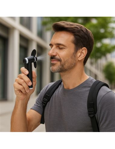 Ventilateur Portable à Piles avec Brumisateur Intégré -4 Couleurs Disponibles