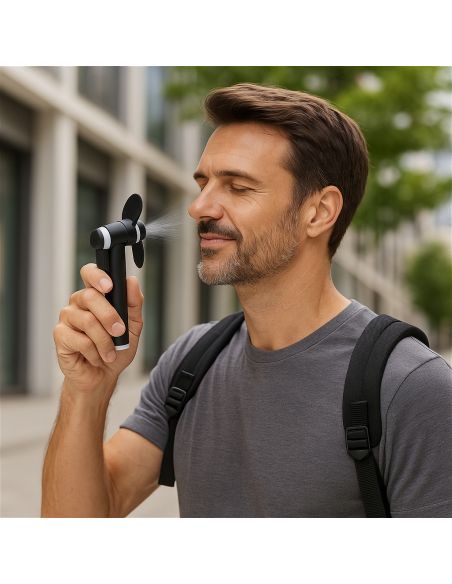Ventilateur Portable à Piles avec Brumisateur Intégré -4 Couleurs Disponibles