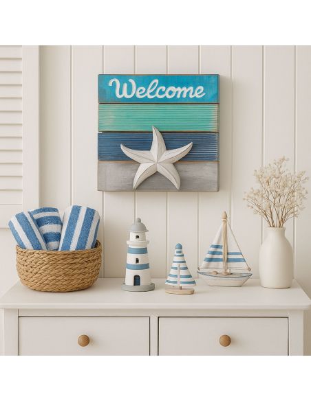 Cadre en Bois en Relief "Bord de Mer" - 3 modèles Différents - Dimensions : 30 x 30 x 5 cm