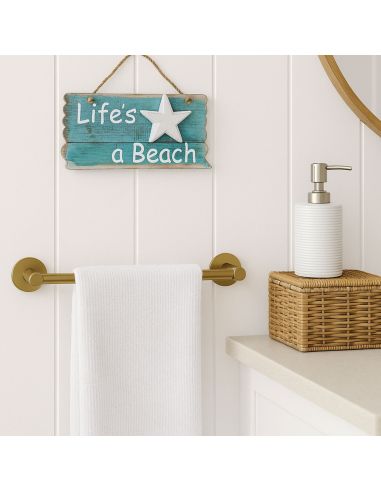 Panneau en Bois à Pendre en Relief " Life's a Beach " - 2 Finitions Disponibles - Dimension : 24x12CM
