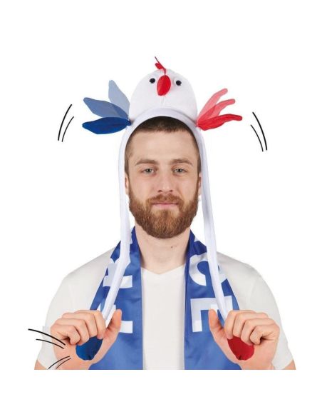 Serre-tte coq animŽ - bleu, blanc, rouge