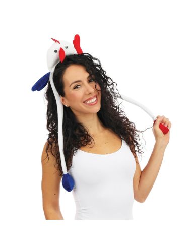 Serre-tte coq animŽ - bleu, blanc, rouge