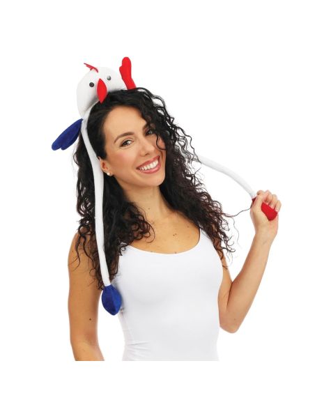 Serre-tte coq animŽ - bleu, blanc, rouge