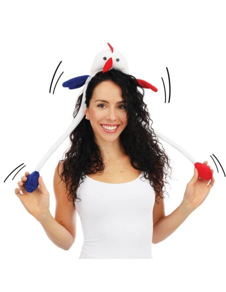 Serre-tte coq animŽ - bleu, blanc, rouge