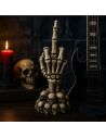 Main de Squelette "Doigt d'honneur" sur Socle Halloween -Dimension : 15 x 6,5 cm