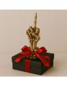 Main de Squelette "Doigt d'honneur" sur Socle Halloween -Dimension : 15 x 6,5 cm