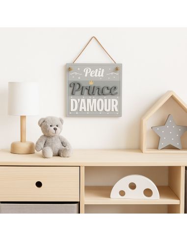 Plaque Murale en Bois à Suspendre " Petite Prince d'Amour"
