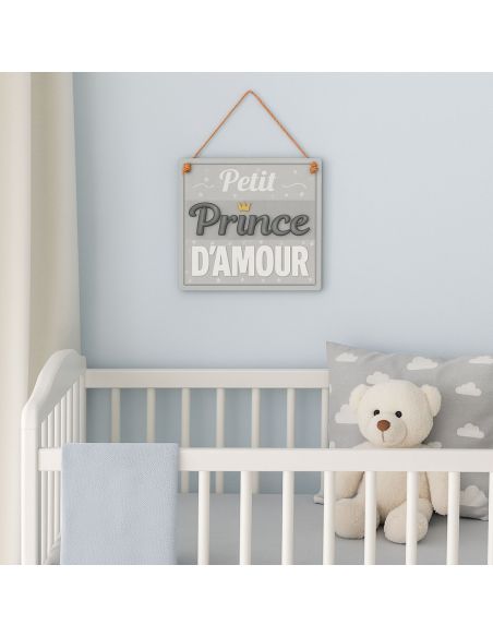 Plaque Murale en Bois à Suspendre " Petite Prince d'Amour"