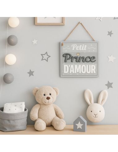 Plaque Murale en Bois à Suspendre " Petite Prince d'Amour"