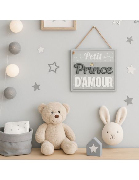 Plaque Murale en Bois à Suspendre " Petite Prince d'Amour"