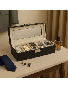Boîte à Bijoux Pour 5 Montres - Dimensions : 29 x 12 x 8 cm 2