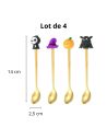 Lot de 4 Cuillères à café Thème Halloween - Matière : Acier inoxydable