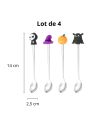 Lot de 4 Cuillères à café Thème Halloween - Matière : Acier inoxydable
